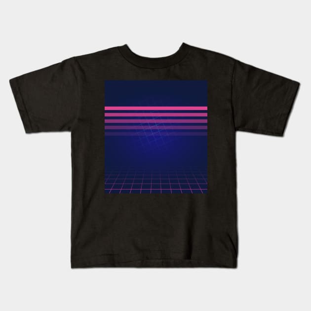 Allure of the Synthwave Lines Kids T-Shirt by edmproject